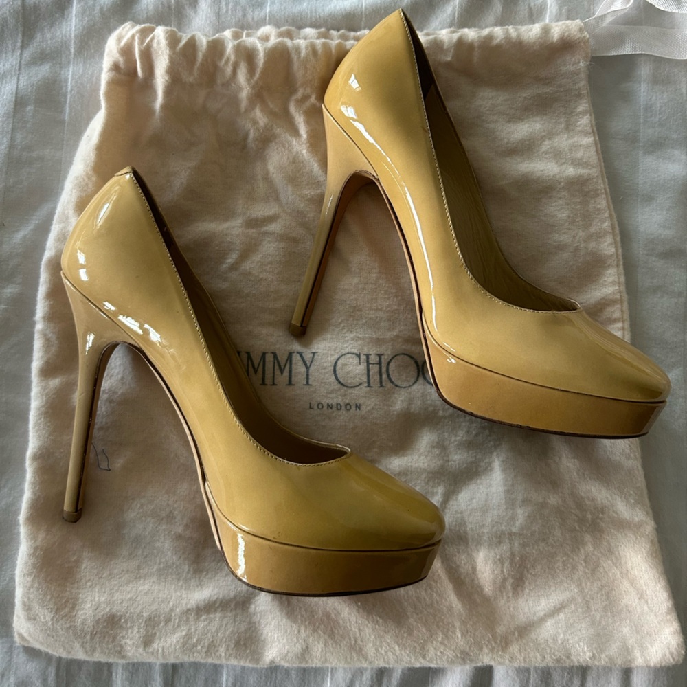 Jimmy Choo Mustard Patent Leather Heels